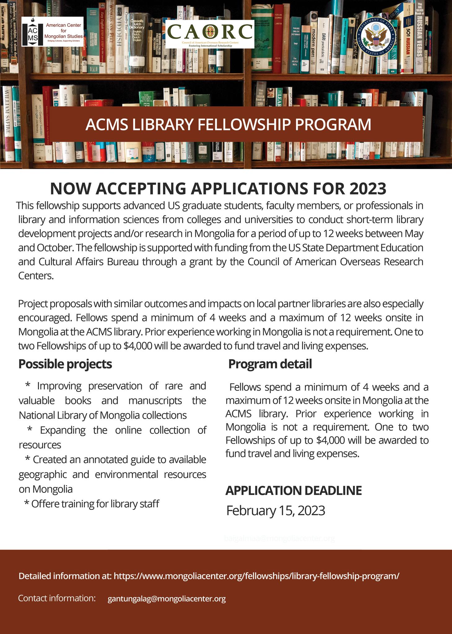 ACMS Library Fellowship