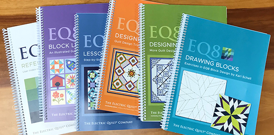 Special Offer: 20% off EQ8 books! “I recently purchased the “EQ8 Lessons for Beginners” workbook which has greatly improved my learning curve. I was able to input a quilt design from a magazine..., scan in my fabric choices and have a visual of my project within an hour... I am confident that I will be able to create my own designs as easily in the future. I highly recommend EQ8 and “Lessons for Beginners.”  -Beth E. (Savannah, GA)