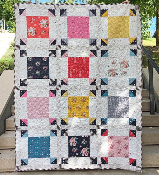 Melanie Call Love how Melanie used the Idyllic collection by Minki Kim in this quilt design! (Ps. Those fabrics are in our newest download of Stash!) See more pictures of this quilt, and others on Melanie's Instagram, @abitofscrapstuff.