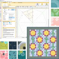 EQ Freebies Don't miss this month's free downloads, fabric giveaway, and lesson for EQ8! Project of the Month: Patchwork Pansies Fabric of the Month: Dance in Paris by Zen Chic for Moda (and fabric giveaway!) Design & Discover lesson: EasyDraw vs. PolyDraw