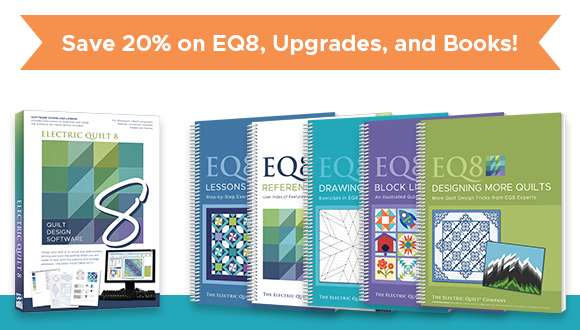 This weekend only! Save 20% on EQ8 and all the EQ8 books! Upgrades and Migration Kit included too! Learn to design your favorite quilts in the most user-friendly quilt design software on the market. Get started today!