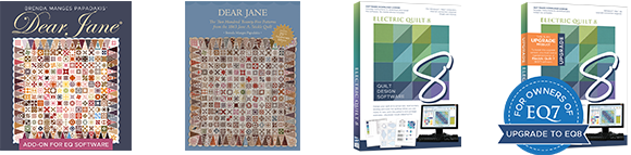 25% off everything you need! Use the Dear Jane add-on for EQ8 software to create your own Dear Jane quilt! Watch video and view product details >